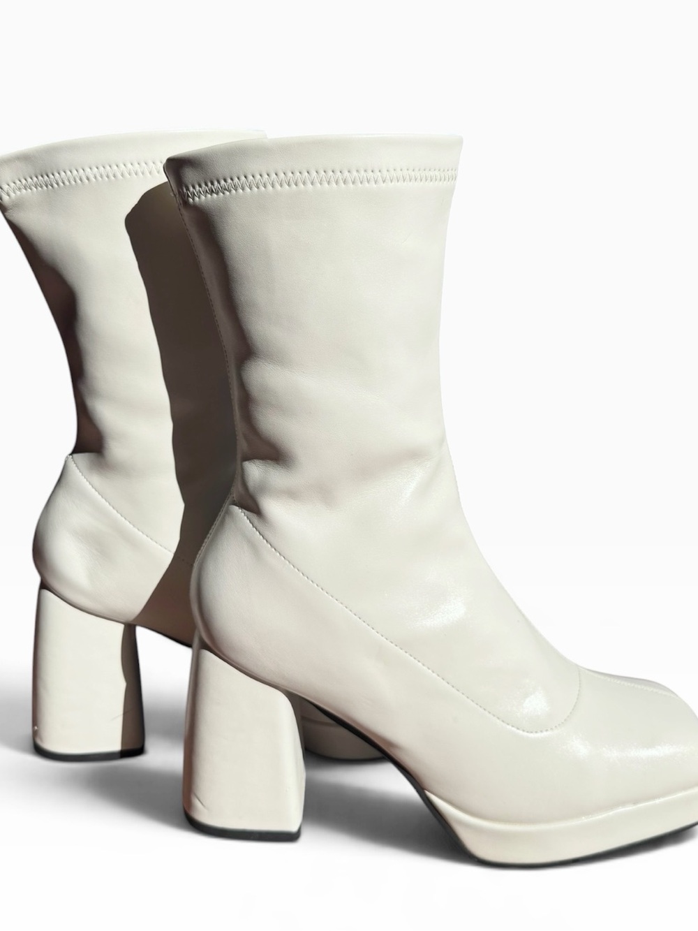 No Name Platform Mid-Calf Heeled, Pull On GoGo Boots